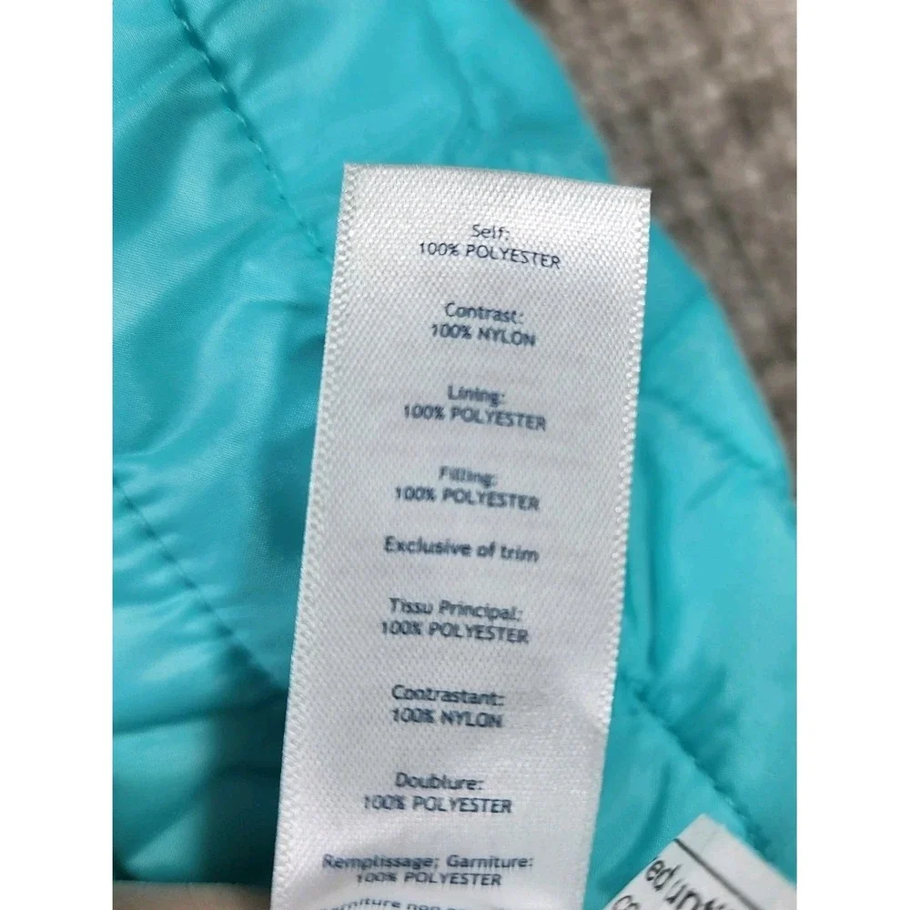 Ivivva by Lululemon Reversible‎ Hooded Puffer Vest Girls 14 Aqua Gray Quilted